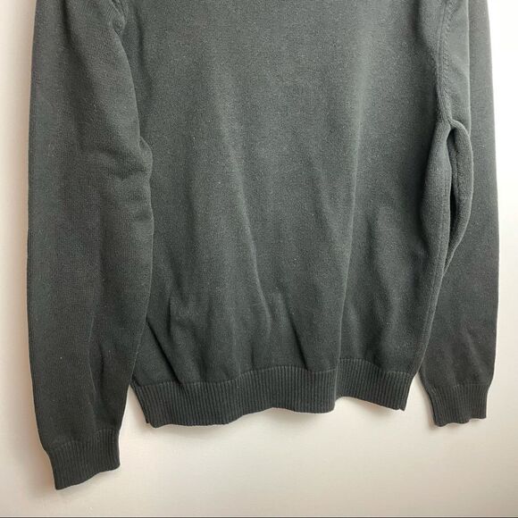 Men Michael Kors Solid Black pullover Tight Knit 3/4 Quarter Zip Sweater size L - Picture 8 of 12